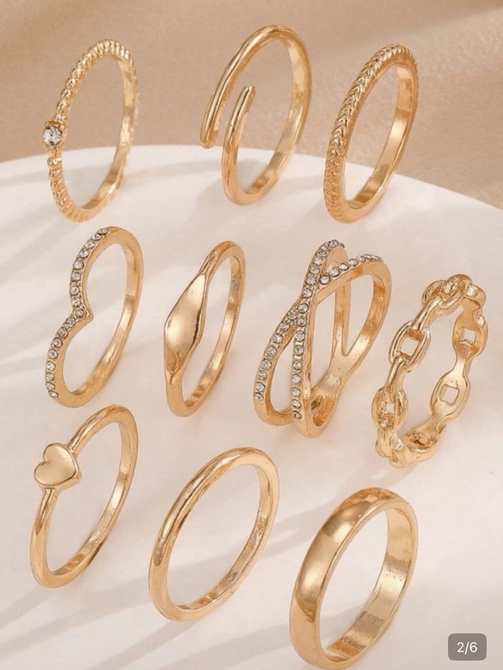 Bohemian Yellow Gold  Floral Pearl Ring stack Set viral 🍁 leaf Jewelry 10pc lot - Picture 4 of 4
